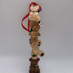 Kurt Adler HOLLY BEARIES teddy bear family totem Christmas ornament
